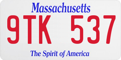 MA license plate 9TK537