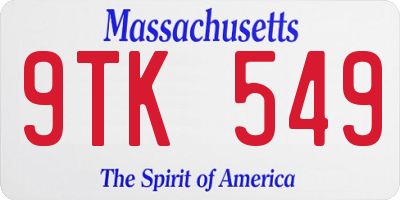 MA license plate 9TK549