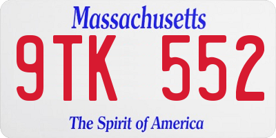 MA license plate 9TK552