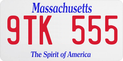 MA license plate 9TK555