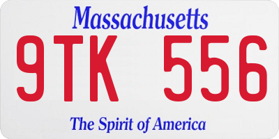 MA license plate 9TK556