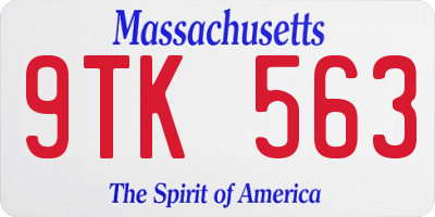 MA license plate 9TK563