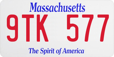 MA license plate 9TK577