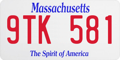 MA license plate 9TK581