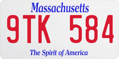 MA license plate 9TK584