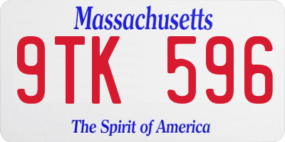 MA license plate 9TK596