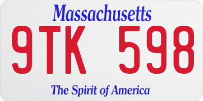 MA license plate 9TK598