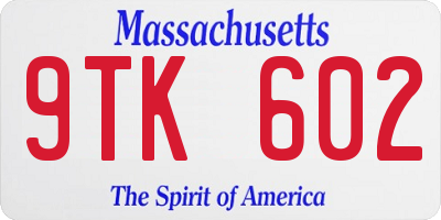 MA license plate 9TK602