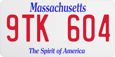 MA license plate 9TK604