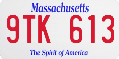 MA license plate 9TK613