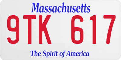 MA license plate 9TK617