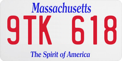 MA license plate 9TK618