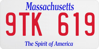 MA license plate 9TK619