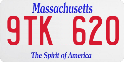 MA license plate 9TK620