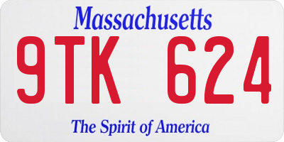 MA license plate 9TK624