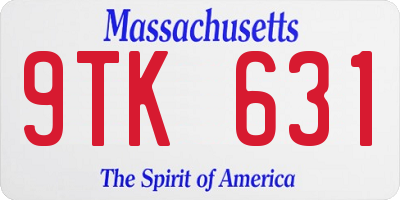 MA license plate 9TK631