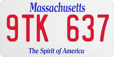 MA license plate 9TK637