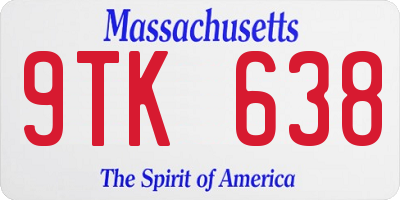 MA license plate 9TK638