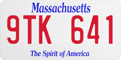 MA license plate 9TK641