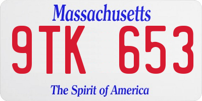 MA license plate 9TK653