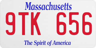 MA license plate 9TK656