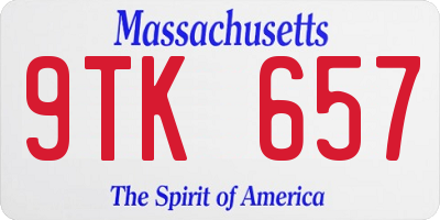 MA license plate 9TK657