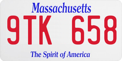 MA license plate 9TK658