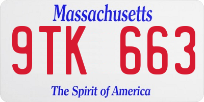 MA license plate 9TK663