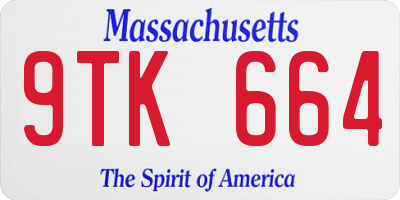MA license plate 9TK664