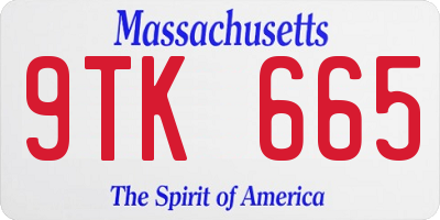 MA license plate 9TK665