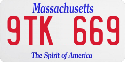 MA license plate 9TK669