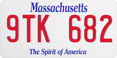 MA license plate 9TK682
