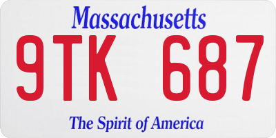 MA license plate 9TK687