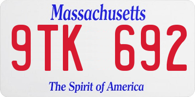 MA license plate 9TK692