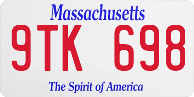 MA license plate 9TK698