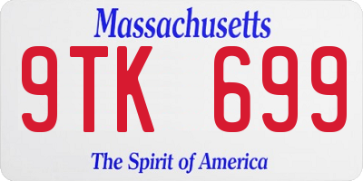 MA license plate 9TK699