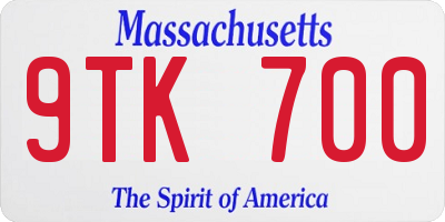 MA license plate 9TK700