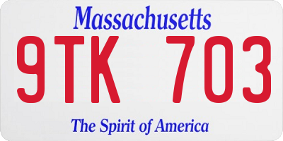 MA license plate 9TK703