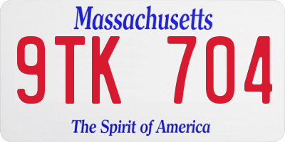 MA license plate 9TK704