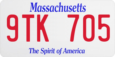 MA license plate 9TK705