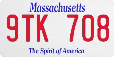 MA license plate 9TK708