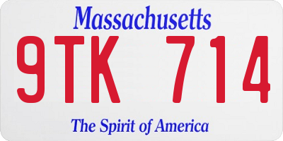 MA license plate 9TK714
