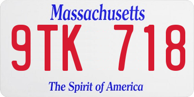 MA license plate 9TK718