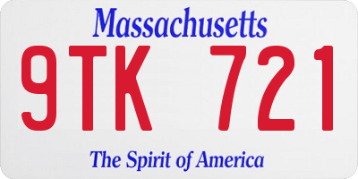 MA license plate 9TK721