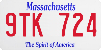 MA license plate 9TK724