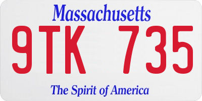 MA license plate 9TK735