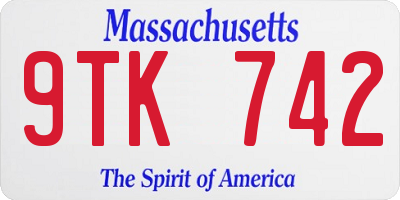 MA license plate 9TK742