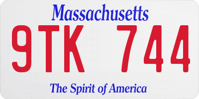 MA license plate 9TK744