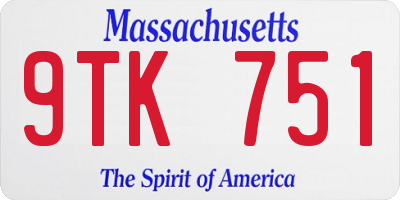 MA license plate 9TK751
