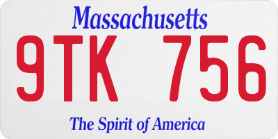 MA license plate 9TK756